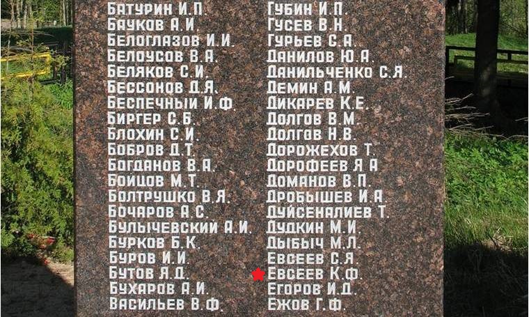 Мемориальная плита на братской могиле в деревне Черная Речка.